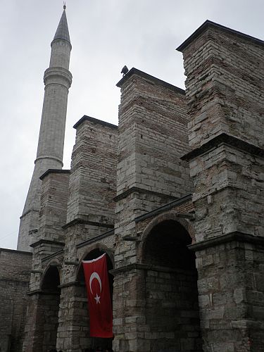 city wall and turkish flag