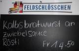 Swiss menu Bratwurst sausage onion sauce Feldschlossen beer zurich switzerland by roadsofstone
